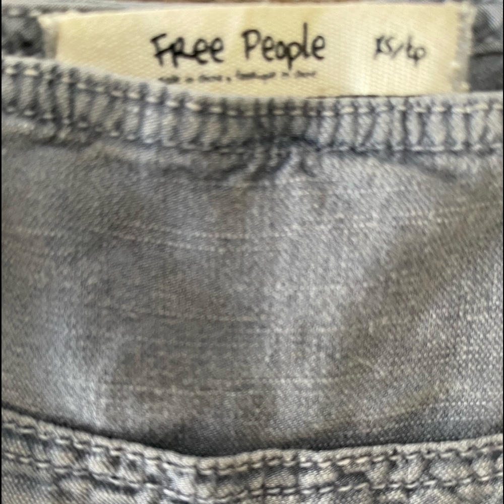 Free People cropped jean jumpsuit